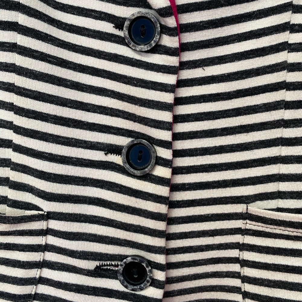 PEOPLE LIKE FRANK M Black & Cream Striped Jacket - Picture 3 of 8